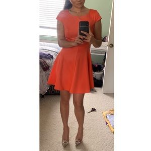 Coral/ orange skater mini dress from Nasty Gal